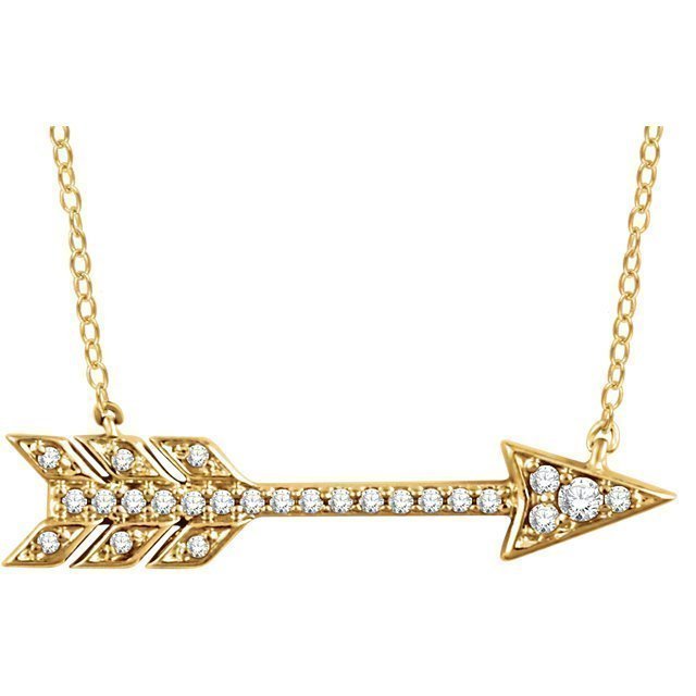 14KT Gold 1/10 CTW Diamond Arrow Necklace Yellow
