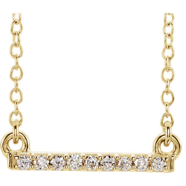 14KT Gold .07 CTW Petite Diamond Bar Necklace Rose Gold / Yellow,White Gold / Yellow,Yellow Gold / Yellow