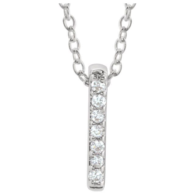 14KT Gold .05 CTW Diamond Bar Necklace White