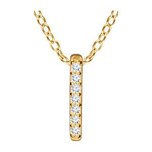 14KT Gold .05 CTW Diamond Bar Necklace Yellow