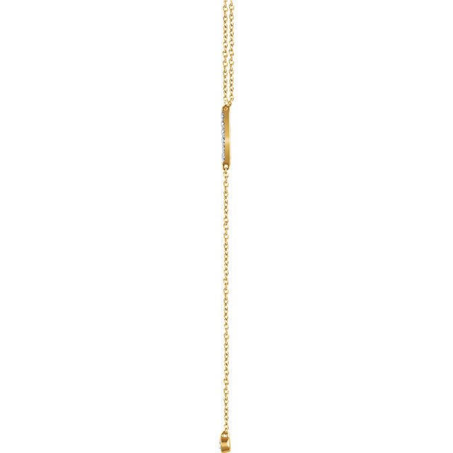 14KT GOLD 1/8 CTW DIAMOND VERTICAL BAR Y NECKLACE Rose Gold,White Gold,Yellow Gold