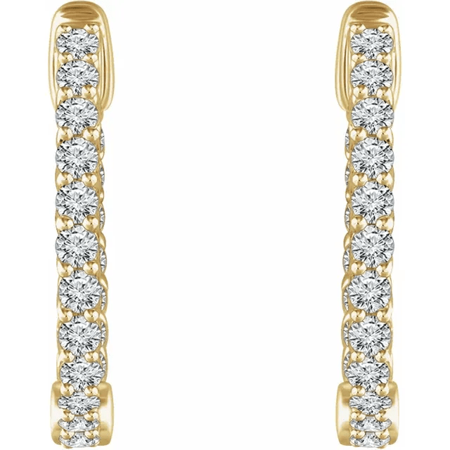 14KT GOLD 1 CTW INSIDE OUT HOOP EARRINGS - 20.1MM Rose,White,Yellow