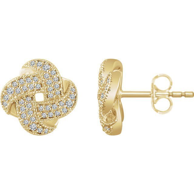 14KT Gold 1/3 CTW Diamond Knot Earrings Yellow