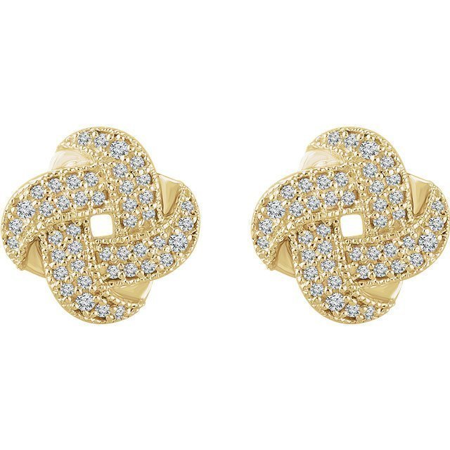 14KT Gold 1/3 CTW Diamond Knot Earrings Rose,White,Yellow