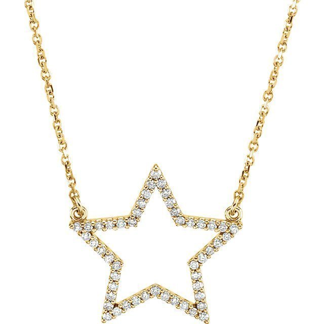 14KT Gold 1/4 CTW Diamond Star 16" Necklace Yellow
