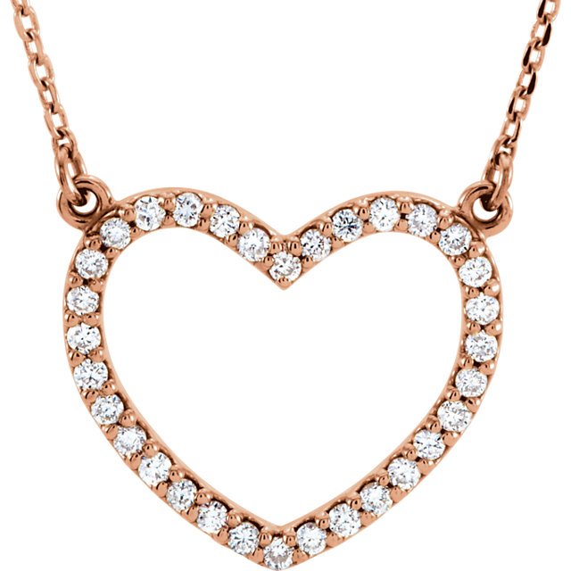14KT Gold 1/5 CTW Diamond Heart 16" Necklace Rose