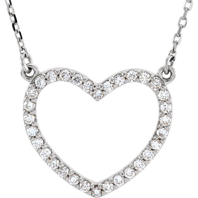 14KT Gold 1/5 CTW Diamond Heart 16" Necklace White
