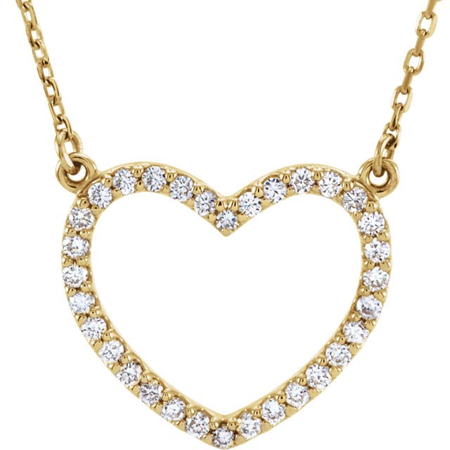 14KT Gold 1/5 CTW Diamond Heart 16" Necklace Yellow