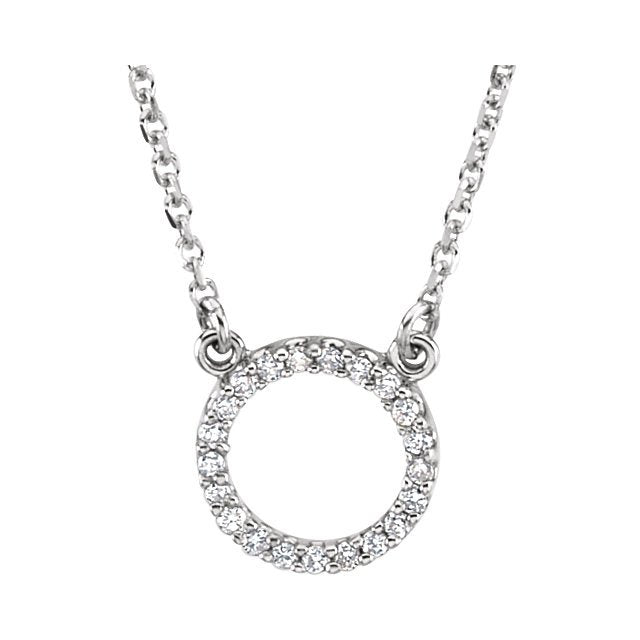 14KT Gold 1/10 CTW Diamond Circle 16" Necklace White