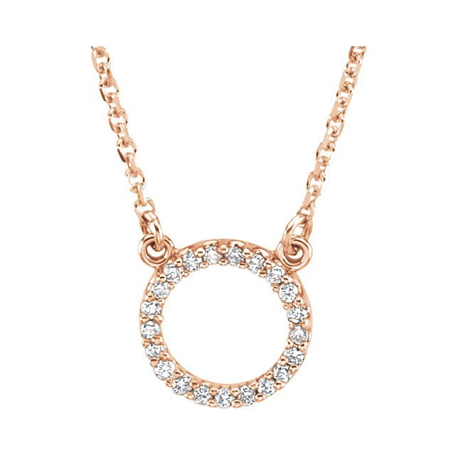 14KT Gold 1/10 CTW Diamond Circle 16" Necklace Rose