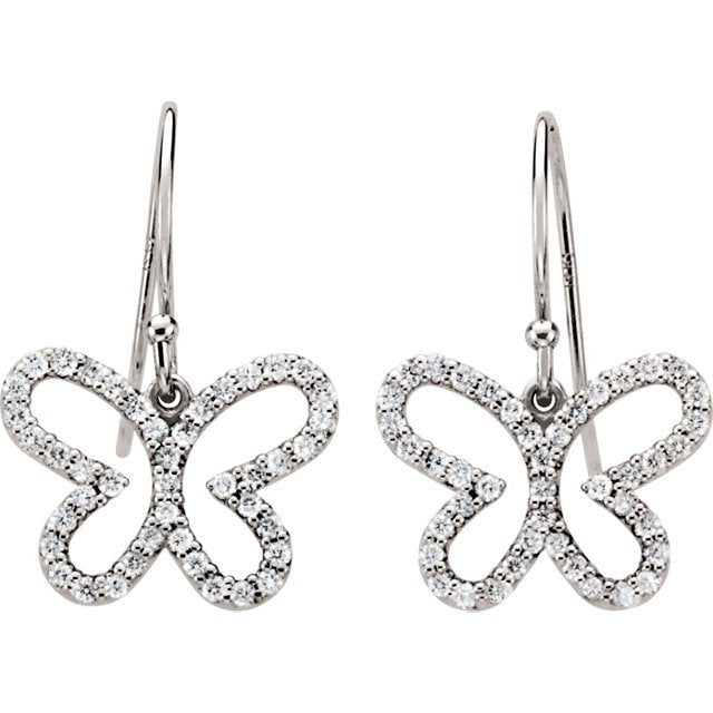 14KT White Gold 3/8 CTW Diamond Butterfly Earrings