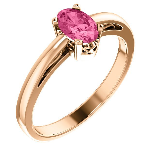14KT GOLD 1/2 CT OVAL PINK TOURMALINE SCROLL RING 4 / Rose,4.5 / Rose,5 / Rose,5.5 / Rose,6 / Rose,6.5 / Rose,7 / Rose,7.5 / Rose,8 / Rose,8.5 / Rose,9 / Rose