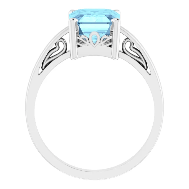 14KT GOLD 2.00 CT EMERALD CUT AQUAMARINE SCROLL RING 4 / White,4 / Yellow,4.5 / White,4.5 / Yellow,5 / White,5 / Yellow,5.5 / White,5.5 / Yellow,6 / White,6 / Yellow,6.5 / White,6.5 / Yellow,7 / White,7 / Yellow,7.5 / White,7.5 / Yellow,8 / White,8 / Yellow,8.5 / White,8.5 / Yellow,9 / White,9 / Yellow