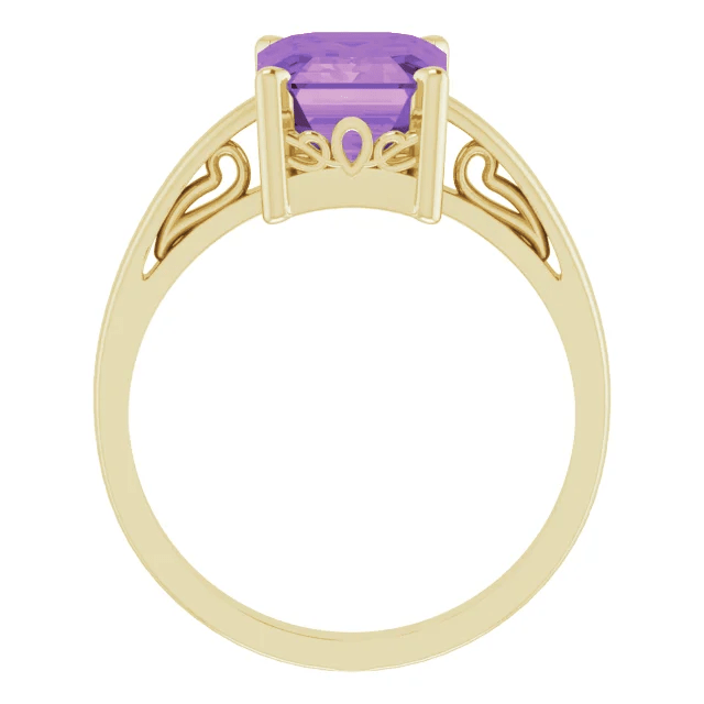 14KT GOLD 2.25 CT EMERALD CUT AMETHYST SCROLL RING 4 / White,4 / Yellow,4.5 / White,4.5 / Yellow,5 / White,5 / Yellow,5.5 / White,5.5 / Yellow,6 / White,6 / Yellow,6.5 / White,6.5 / Yellow,7 / White,7 / Yellow,7.5 / White,7.5 / Yellow,8 / White,8 / Yellow,8.5 / White,8.5 / Yellow,9 / White,9 / Yellow