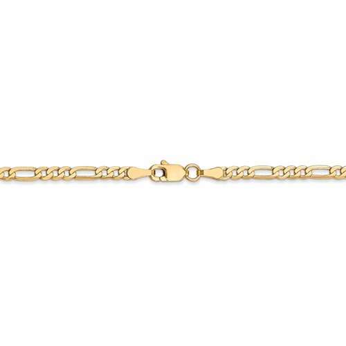 14KT Gold 2.75MM Solid Flat Figaro Chain Bracelet 7 Inch,8 Inch,9 Inch