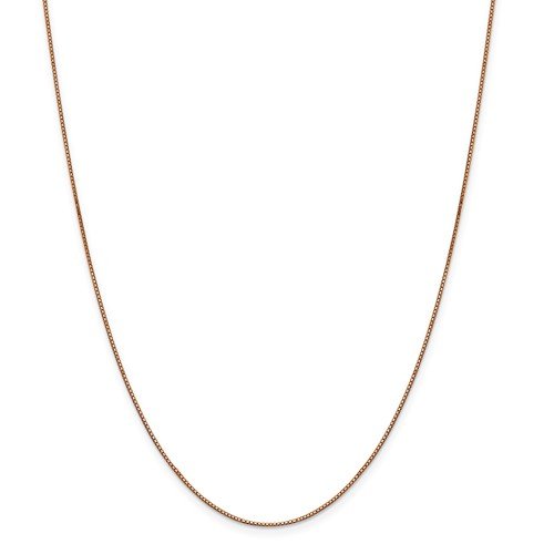 14KT Gold 0.8MM Box Chain Necklace - 4 Lengths 16 in. / Spring Ring / Rose,16 in. / Lobster / Rose,18 in. / Spring Ring / Rose,18 in. / Lobster / Rose,20 in. / Spring Ring / Rose,20 in. / Lobster / Rose,24 in. / Spring Ring / Rose,24 in. / Lobster / Rose