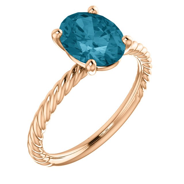 14KT GOLD 2.40 CT LONDON BLUE TOPAZ SOLITAIRE ROPE RING 4 / Rose,4.5 / Rose,5 / Rose,5.5 / Rose,6 / Rose,6.5 / Rose,7 / Rose,7.5 / Rose,8 / Rose,8.5 / Rose,9 / Rose