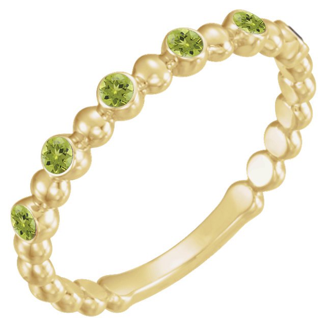 14KT GOLD 0.18 CTW ROUND PERIDOT BEADED STACKABLE RING 4 / Yellow,4.5 / Yellow,5 / Yellow,5.5 / Yellow,6 / Yellow,6.5 / Yellow,7 / Yellow,7.5 / Yellow,8 / Yellow,8.5 / Yellow,9 / Yellow