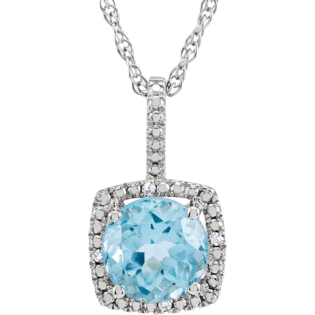STERLING SILVER 1.55 CT SKY BLUE TOPAZ AND .015 CTW DIAMOND NECK;LACE