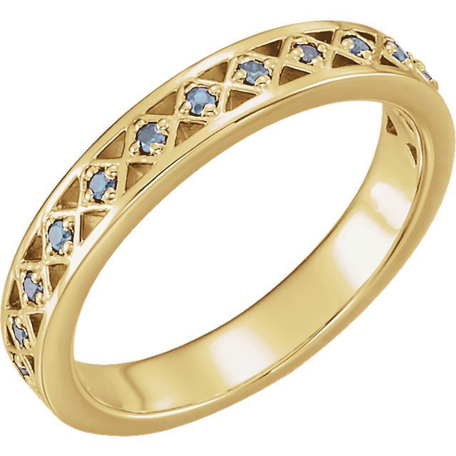 14KT GOLD 0.13 CTW ROUND AQUAMARINE STACKABLE RING 4 / Yellow,4.5 / Yellow,5 / Yellow,5.5 / Yellow,6 / Yellow,6.5 / Yellow,7 / Yellow,7.5 / Yellow,8 / Yellow,8.5 / Yellow,9 / Yellow