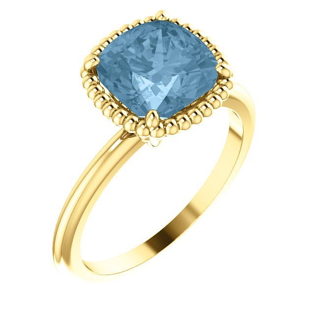 14KT GOLD 1 1/4 CT SKY BLUE TOPAZ BEADED SOLITAIRE RING 4 / Yellow,4.5 / Yellow,5 / Yellow,5.5 / Yellow,6 / Yellow,6.5 / Yellow,7 / Yellow,7.5 / Yellow,8 / Yellow,8.5 / Yellow,9 / Yellow