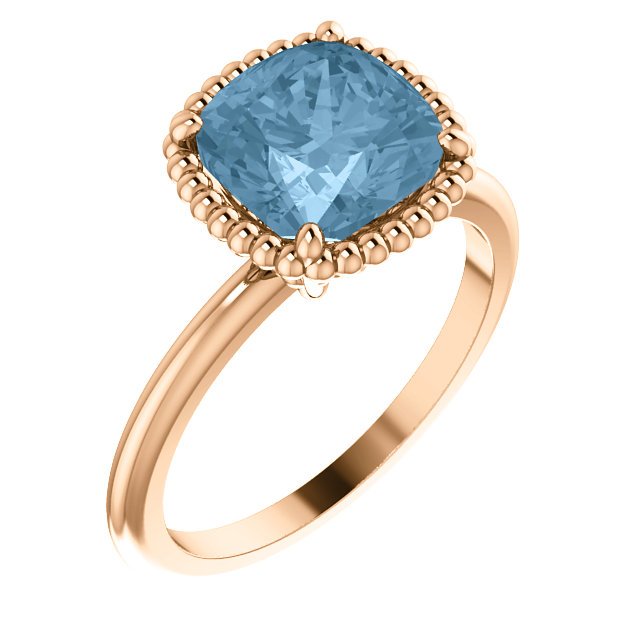 14KT GOLD 1 1/4 CT SKY BLUE TOPAZ BEADED SOLITAIRE RING 4 / Rose,4.5 / Rose,5 / Rose,5.5 / Rose,6 / Rose,6.5 / Rose,7 / Rose,7.5 / Rose,8 / Rose,8.5 / Rose,9 / Rose