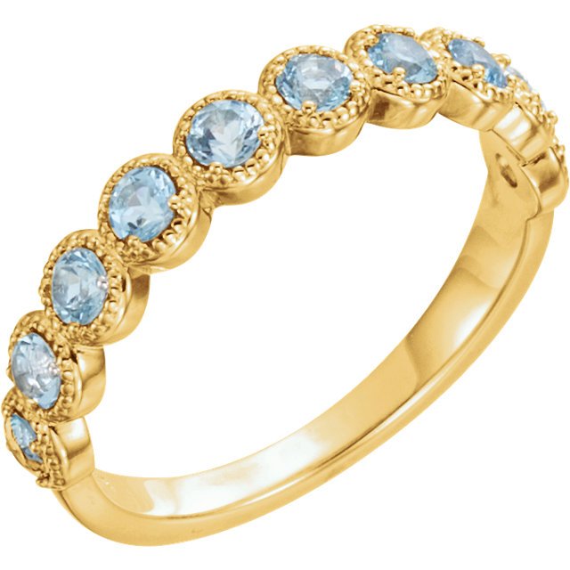 14KT GOLD 0.60 CTW AQUAMARINE STACKABLE BEADED RING 4 / Yellow,4.5 / Yellow,5 / Yellow,5.5 / Yellow,6 / Yellow,6.5 / Yellow,7 / Yellow,7.5 / Yellow,8 / Yellow,8.5 / Yellow,9 / Yellow