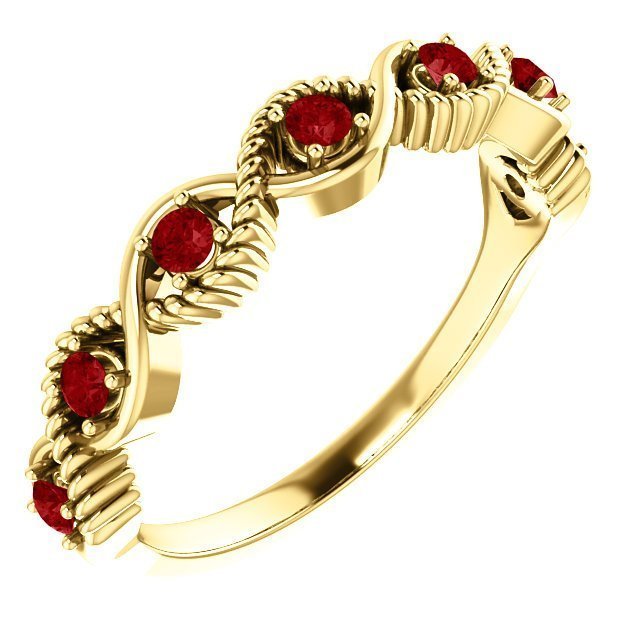 14KT GOLD 0.28 CTW RUBY BEADED STACKABLE 7 STONE TWIST RING 4 / Yellow,4.5 / Yellow,5 / Yellow,5.5 / Yellow,6 / Yellow,6.5 / Yellow,7 / Yellow,7.5 / Yellow,8 / Yellow,8.5 / Yellow,9 / Yellow