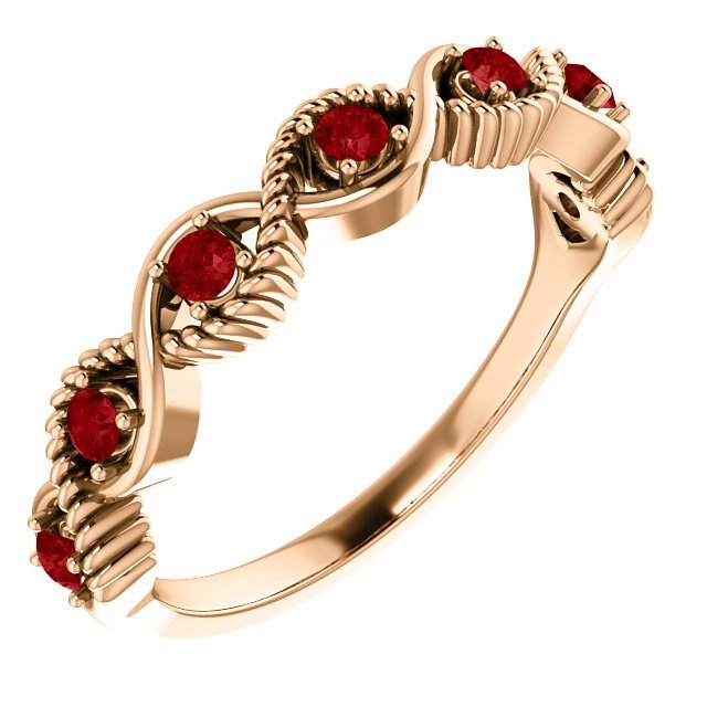 14KT GOLD 0.28 CTW RUBY BEADED STACKABLE 7 STONE TWIST RING 4 / Rose,4.5 / Rose,5 / Rose,5.5 / Rose,6 / Rose,6.5 / Rose,7 / Rose,7.5 / Rose,8 / Rose,8.5 / Rose,9 / Rose
