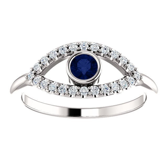 14KT GOLD 0.21 CT BLUE SAPPHIRE & 0.48 CTW WHITE SAPPHIRE EVIL EYE RING Lab-Created / 4 / Rose,Lab-Created / 4 / White,Lab-Created / 4 / Yellow,Lab-Created / 4.5 / Rose,Lab-Created / 4.5 / White,Lab-Created / 4.5 / Yellow,Lab-Created / 5 / Rose,Lab-Created / 5 / White,Lab-Created / 5 / Yellow,Lab-Created / 5.5 / Rose,Lab-Created / 5.5 / White,Lab-Created / 5.5 / Yellow,Lab-Created / 6 / Rose,Lab-Created / 6 / White,Lab-Created / 6 / Yellow,Lab-Created / 6.5 / Rose,Lab-Created / 6.5 / White,Lab-Created / 6.5