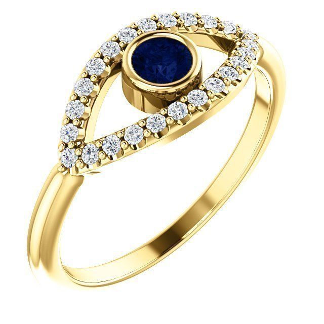 14KT GOLD 0.21 CT BLUE SAPPHIRE & 0.48 CTW WHITE SAPPHIRE EVIL EYE RING Lab-Created / 4 / Yellow,Lab-Created / 4.5 / Yellow,Lab-Created / 5 / Yellow,Lab-Created / 5.5 / Yellow,Lab-Created / 6 / Yellow,Lab-Created / 6.5 / Yellow,Lab-Created / 7 / Yellow,Lab-Created / 7.5 / Yellow,Lab-Created / 8 / Yellow,Lab-Created / 8.5 / Yellow,Lab-Created / 9 / Yellow,Genuine / 4 / Yellow,Genuine / 4.5 / Yellow,Genuine / 5 / Yellow,Genuine / 5.5 / Yellow,Genuine / 6 / Yellow,Genuine / 6.5 / Yellow,Genuine / 7 / Yellow,Ge
