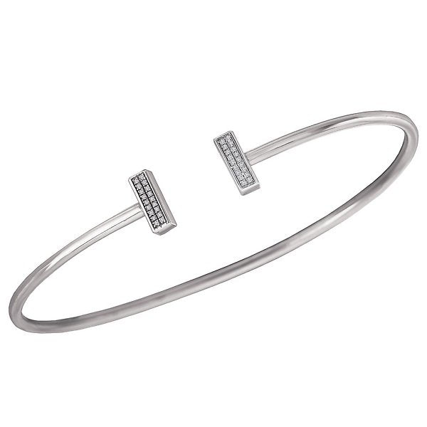 Sterling Silver .06 CTW Diamond Bar Cuff Bracelet
