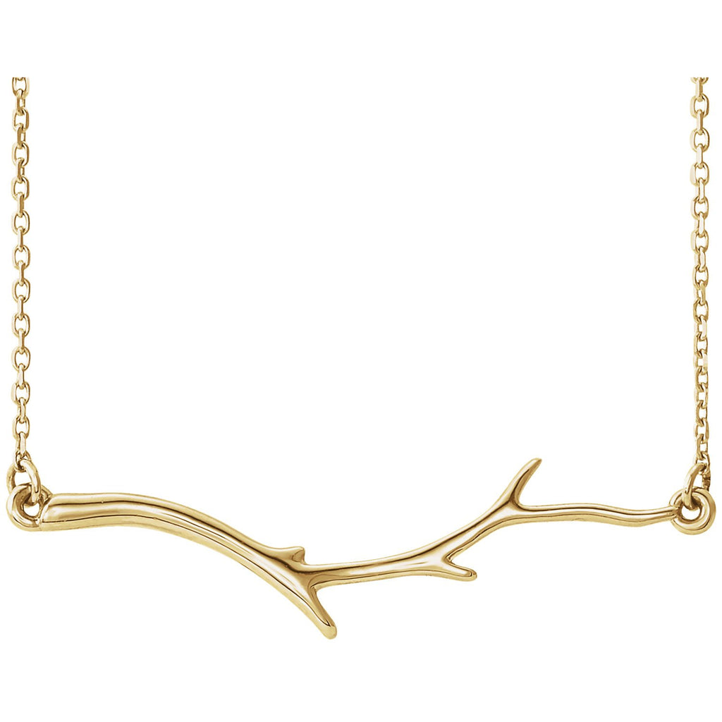 Tree Branch Bar Necklace -- 16-18" Adjustable 14KT Gold / Yellow,14KT Gold / White,14KT Gold / Rose,Sterling Silver / Silver
