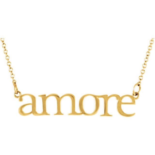 14KT GOLD "AMORE" 16.25" PENDANT NECKLACE Yellow