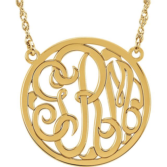 Personalized 3 Letter Monogram Necklace 14KT Gold / Yellow