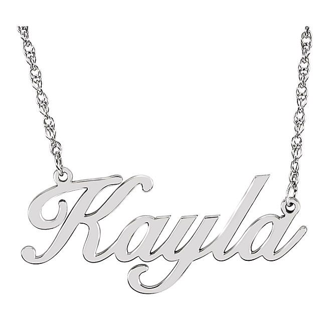 14KT GOLD PERSONALIZED NAMEPLATE NECKLACE 16 Inches / 14KT Gold / White,16 Inches / Sterling Silver / White,18 Inches / 14KT Gold / White,18 Inches / Sterling Silver / White
