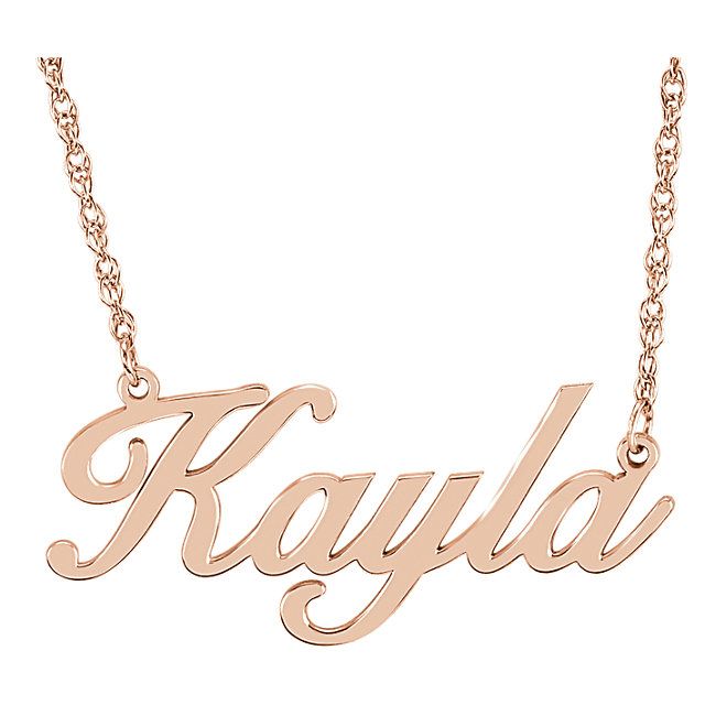 14KT GOLD PERSONALIZED NAMEPLATE NECKLACE 16 Inches / 14KT Gold / Rose,18 Inches / 14KT Gold / Rose