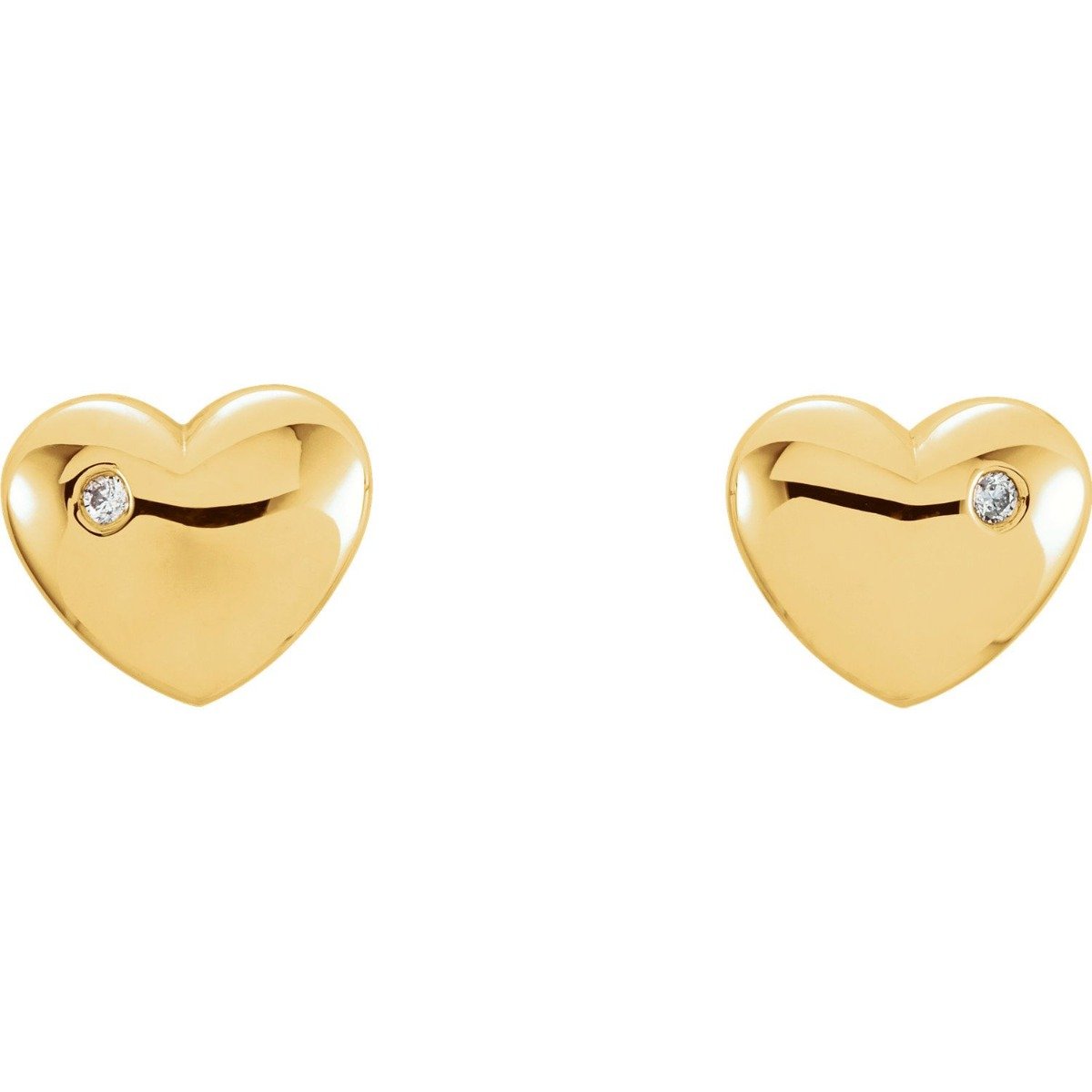 14KT DIAMOND HEART EARRINGS 14KT Gold / Rose,14KT Gold / White,14KT Gold / Yellow,Sterling Silver / Silver