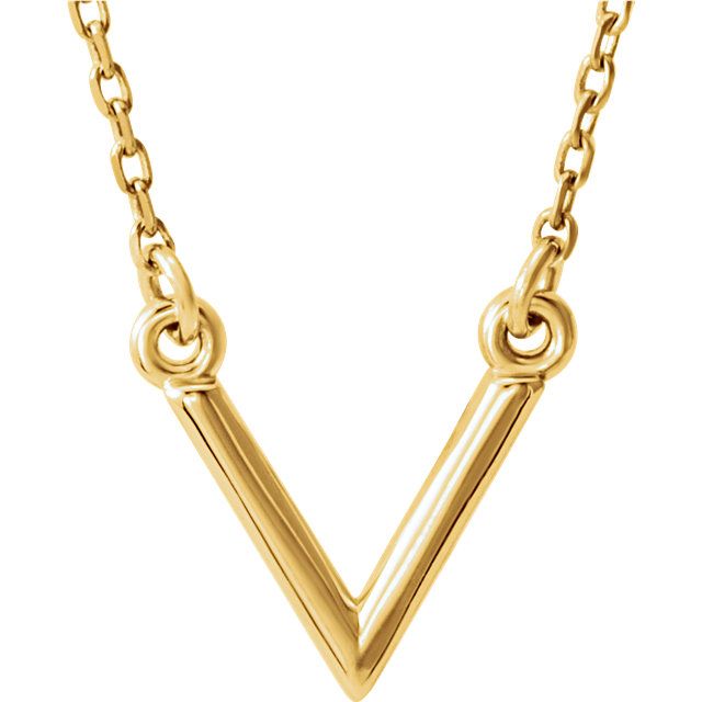 14KT PETITE "V" NECKLACE - 16.5" 14KT Gold / Yellow