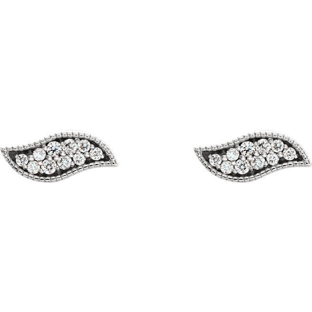 14KT White Gold Leaf Diamond Earrings