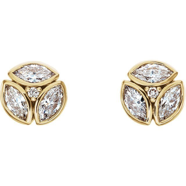 14KT Gold 1/2 CTW Diamond Cluster Earrings Rose,White,Yellow