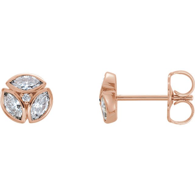 14KT Gold 1/2 CTW Diamond Cluster Earrings Rose