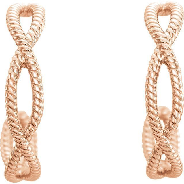 14KT Rose Gold Twist Rope Hoop Earrings
