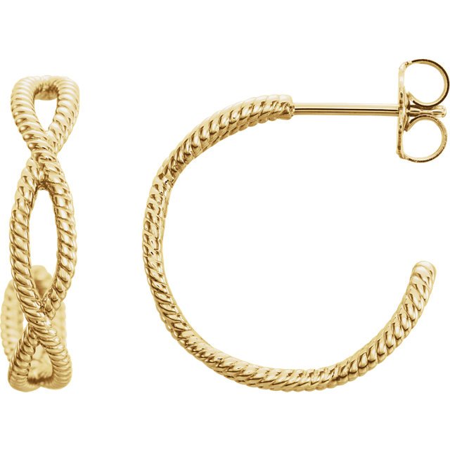 14KT Yellow Gold Twist Rope Hoop Earrings
