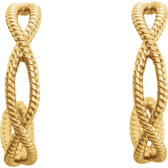 14KT Yellow Gold Twist Rope Hoop Earrings