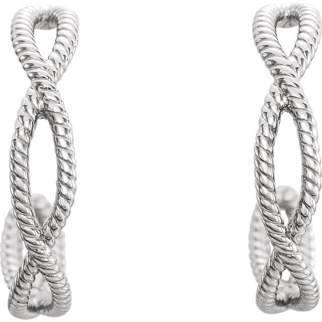 14KT White Gold Twist Rope Hoop Earrings