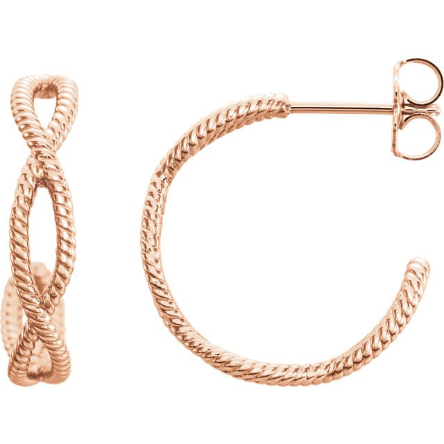 14KT Rose Gold Twist Rope Hoop Earrings