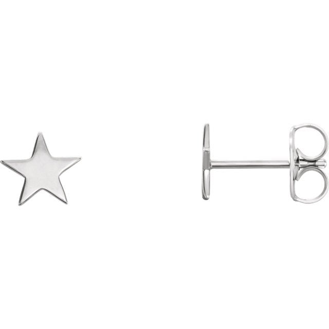 14KT White Gold Star Earrings