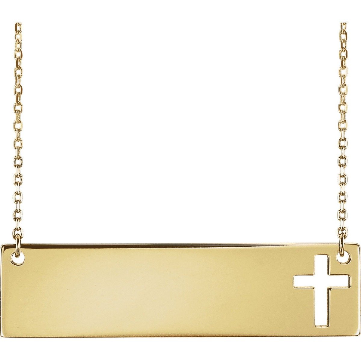 14KT Gold Engravable Cross 16-18" Necklace Yellow