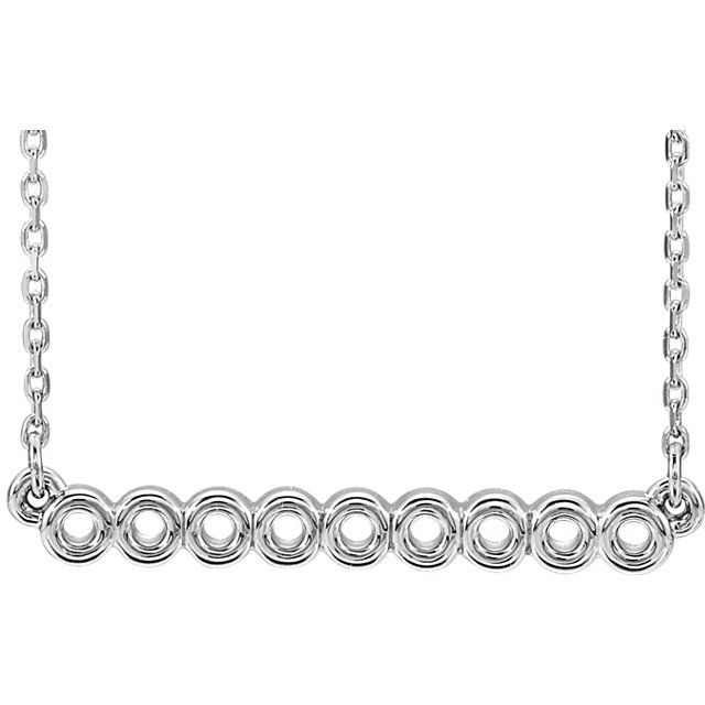 Circle Bar Necklace --  Adjustable 16-18" 14KT Gold / White